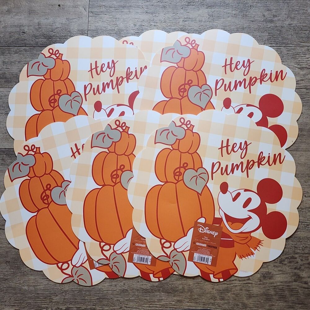 NWT Celebrate Together Disney Mickey Mouse Hey Pumpkin Set Of 6 Fall Placements